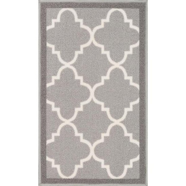 Well Woven Well Woven 6518-2S Brooklyn Trellis Modern Non Slip Washable Rug; Grey - 1 ft. 8 in. x 5 ft. 6518-2S
